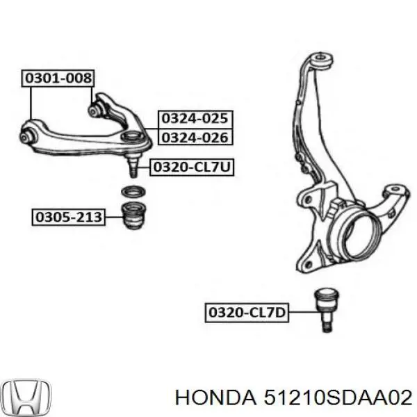 Czop (zwrotnica) przedni prawy Honda 51210SDAA02 cena, od 112,56 USD