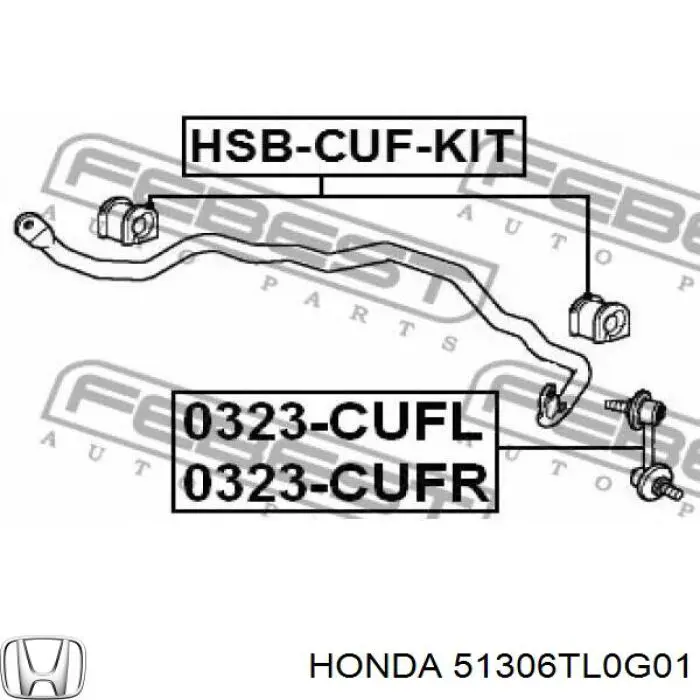 Tuleja stabilizatora przedniego prawa Honda 51306TL0G01 cena, od 6,69 USD