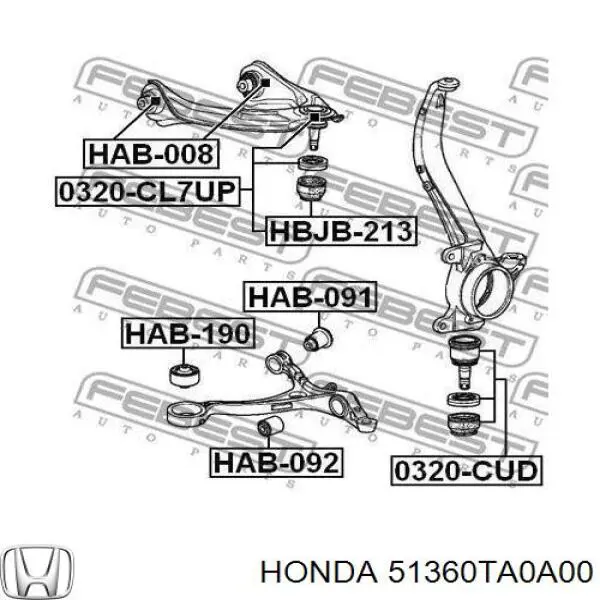 Wahacz zawieszenia przedniego dolny lewy Honda 51360TA0A00 cena, od 108,27 USD