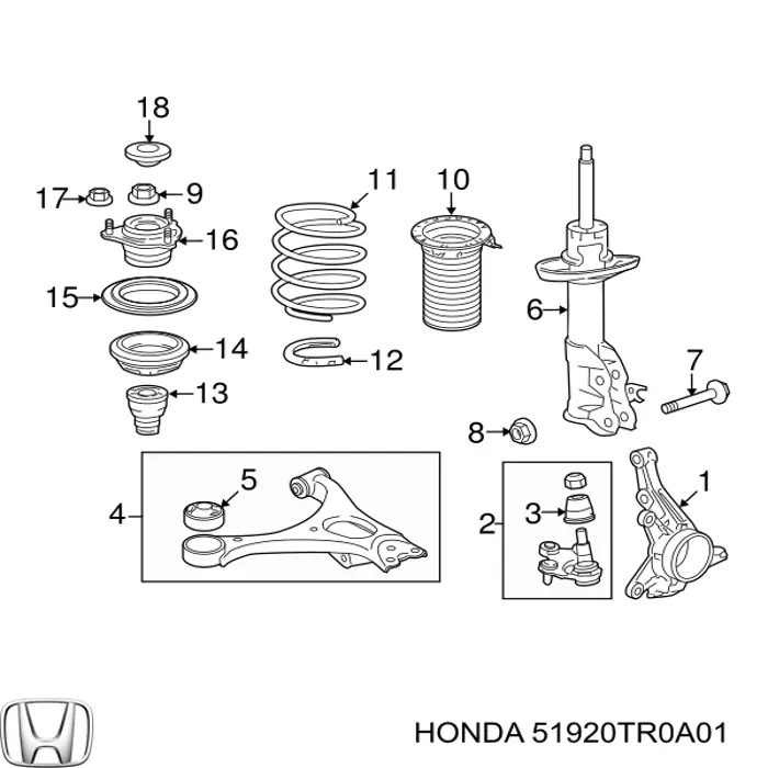 Do koszyka 51920TR0A01 Honda Poduszka amortyzatora przedniego