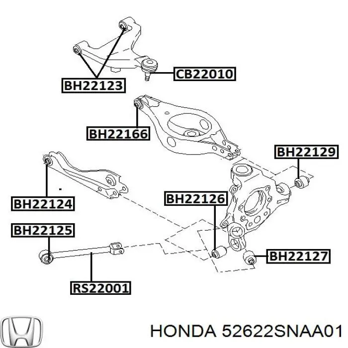 Do koszyka 52622SNAA01 Honda Silentblock amortyzatora tylnego