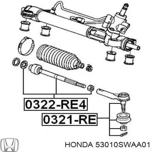 Drążek kierowniczy Honda 53010SWAA01 cena, od 17,25 USD