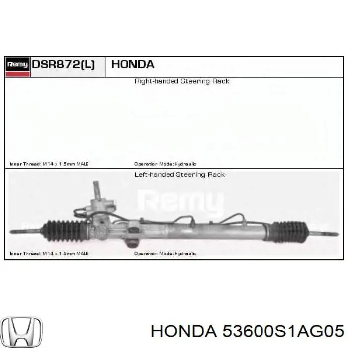 Listwa kierownicza (maglownica) Honda 53600S1AG05 cena, od 177,40 USD