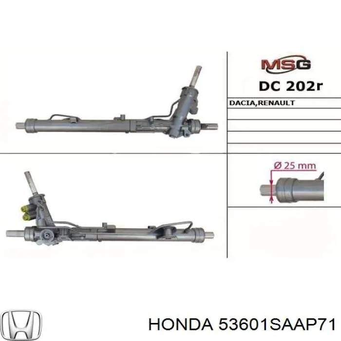 Do koszyka 53601SAAP71 Honda Listwa kierownicza (maglownica)