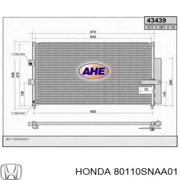 Chłodnica klimatyzacji Honda 80110SNAA01 cena, od 82,52 USD