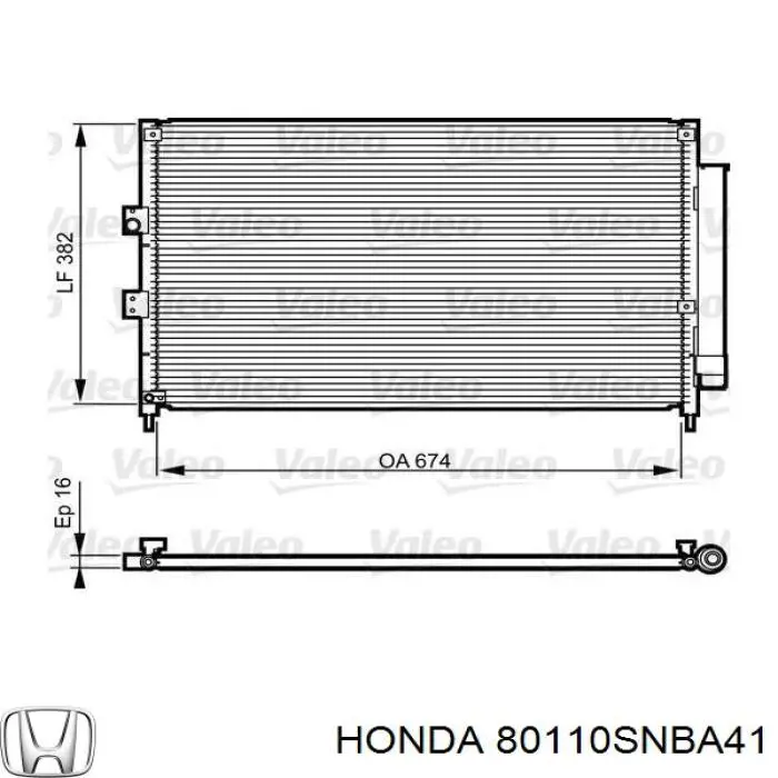 Chłodnica klimatyzacji Honda 80110SNBA41 cena, od 106,48 USD