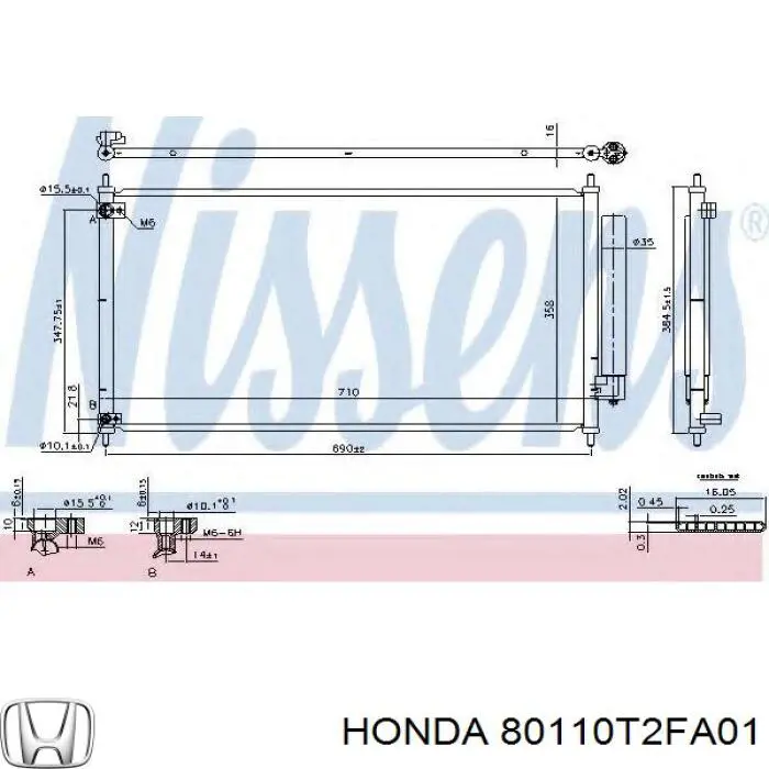 Chłodnica klimatyzacji 80110T2FA01 Honda