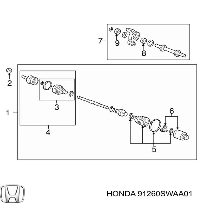 Uszczelniacz łożyska podwieszanego przedniego wała pośredniego Honda CR-V (RE)