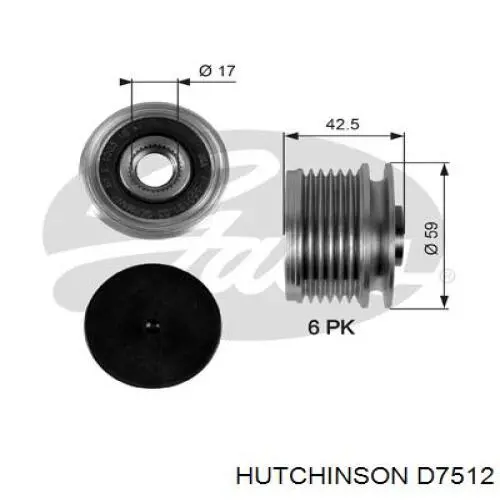 Do koszyka D7512 Hutchinson Koło pasowe alternatora
