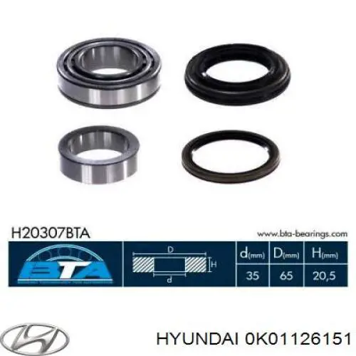 Lożysko piasty tylnej 0K01126151 Hyundai/Kia