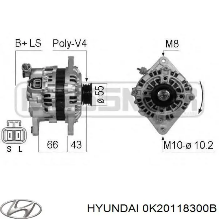 0K20118300B Hyundai/Kia alternator