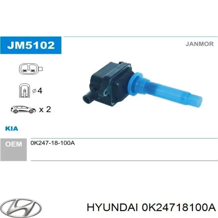 Cewka zapłonowa 0K24718100A Hyundai/Kia