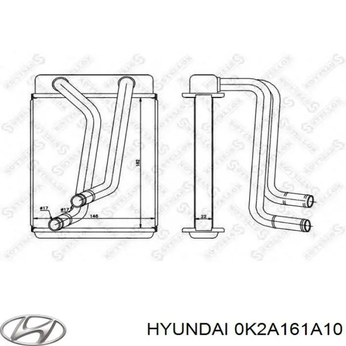 0K2A161A10 Hyundai/Kia Chłodnica nagrzewnicy (ogrzewacza)