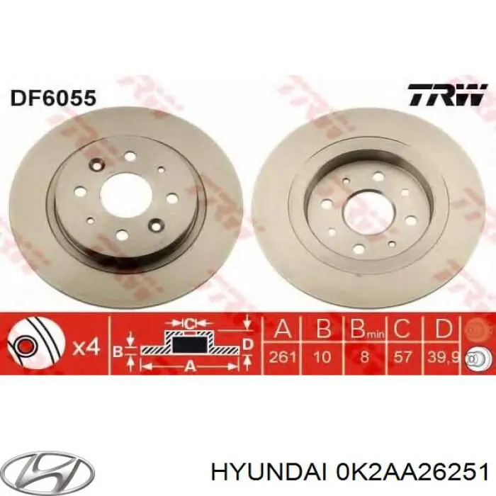Tarcza hamulcowa tylna Hyundai/Kia 0K2AA26251 cena, od 42,67 USD