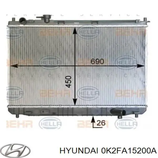 Chłodnica silnika Hyundai/Kia 0K2FA15200A cena, od 109,98 USD