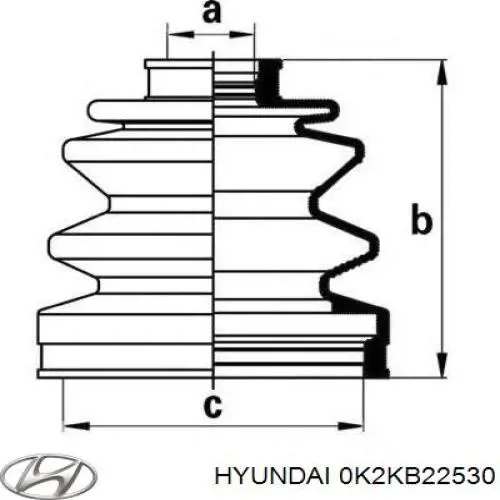 0K2KB22530 Hyundai/Kia Osłona przegubu homokinetycznego półosi przedniej zewnętrzna