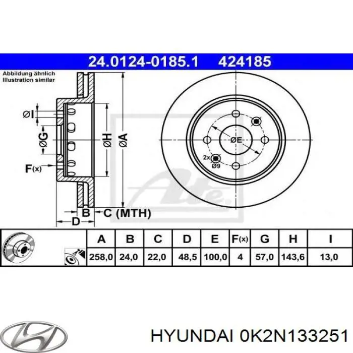 Do koszyka 0K2N133251 Hyundai/Kia Tarcza hamulcowa przednia