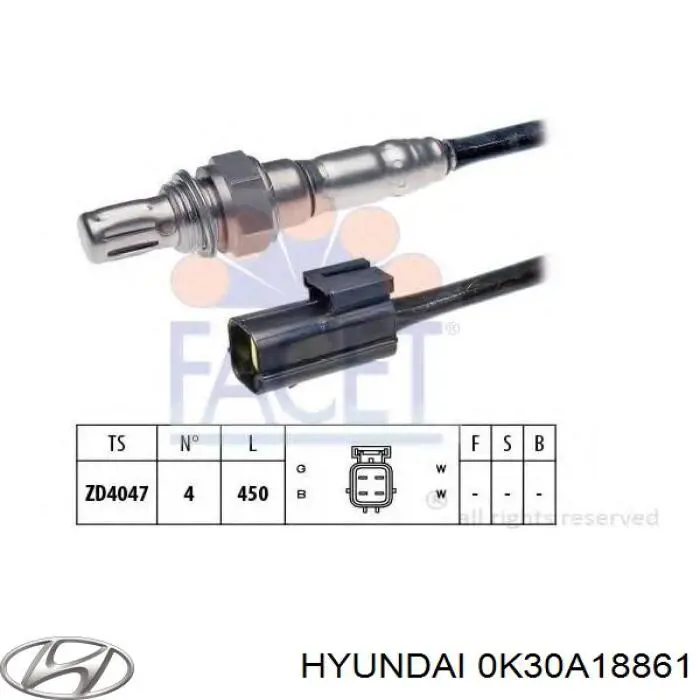 0K30A18861 Hyundai/Kia Sonda lambda czujnik tlenu przed katalizatorem