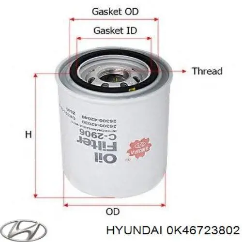 Filtr oleju 0K46723802 Hyundai/Kia
