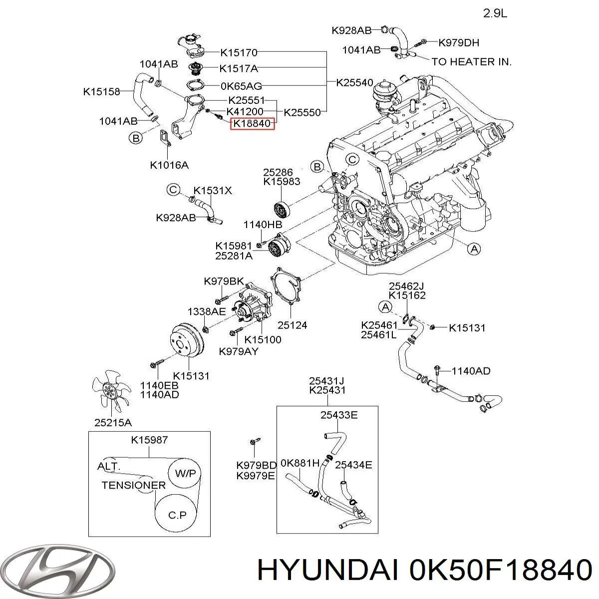 Czujnik temperatury płynu chłodzącego 0K50F18840 Hyundai/Kia