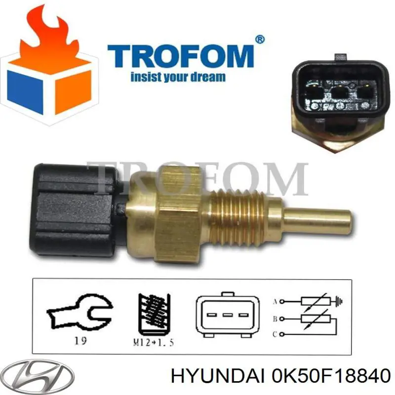Do koszyka 0K50F18840 Hyundai/Kia Czujnik temperatury płynu chłodzącego