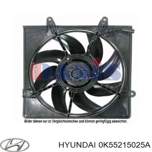 Do koszyka OK55215025B Hyundai/Kia Dyfuzor chłodnicy, w komplecie z silnikiem i wirnikiem