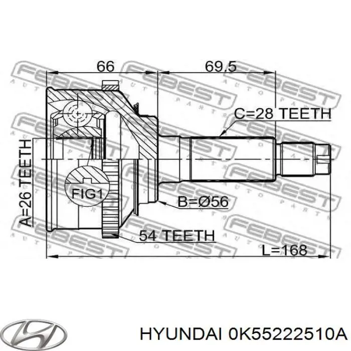 Półoś napędowa przednia prawa Hyundai/Kia 0K5522550XA cena, od 83,43 USD