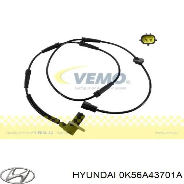 Czujnik ABS przedni 0K56A43701A Hyundai/Kia