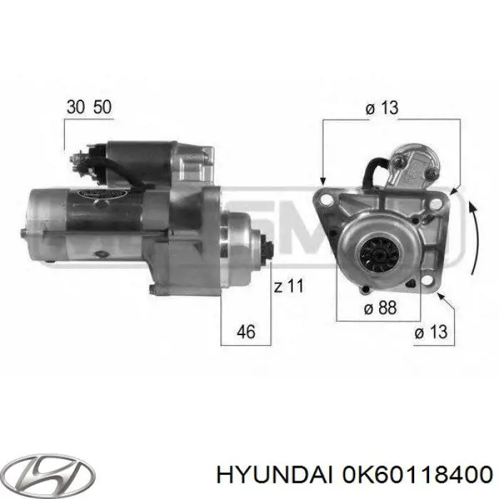 0K60118400 Hyundai/Kia Rozrusznik