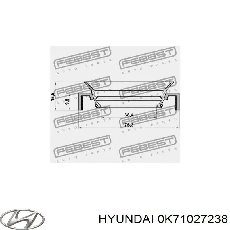 Do koszyka 0K71027238 Hyundai/Kia Uszczelniacz końcówki reduktora mostu tylnego