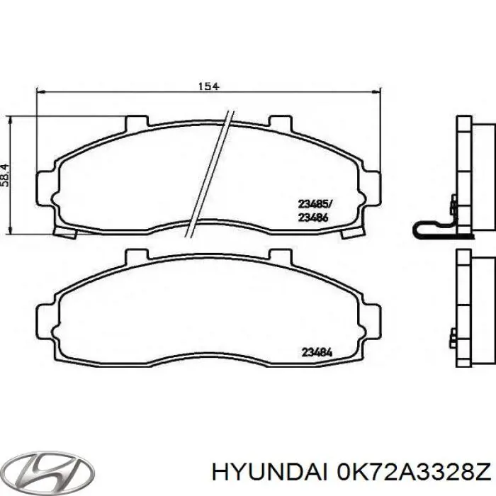 Do koszyka 0K72A3328Z Hyundai/Kia Klocki hamulcowe przednie tarczowe
