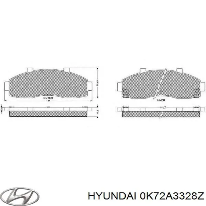 Klocki hamulcowe przednie tarczowe 0K72A3328Z Hyundai/Kia