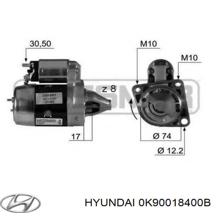 0K90018400B Hyundai/Kia Rozrusznik