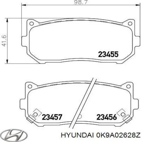 Okładziny (klocki) do hamulców tarczowych tylne Hyundai/Kia 0K9A02628Z cena, od 15,50 USD