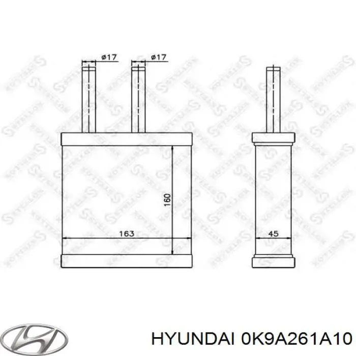 Chłodnica nagrzewnicy (ogrzewacza) Hyundai/Kia 0K9A261A10 cena, od 27,38 USD