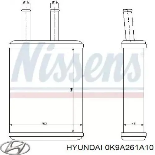 Do koszyka 0K9A261A10 Hyundai/Kia Chłodnica nagrzewnicy (ogrzewacza)