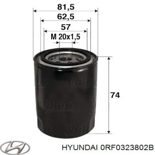 Do koszyka 0RF0323802B Hyundai/Kia Filtr oleju