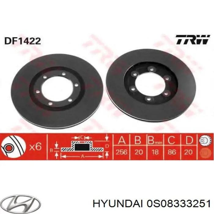 Tarcza hamulcowa przednia Hyundai/Kia 0S08333251 cena, od 39,72 USD