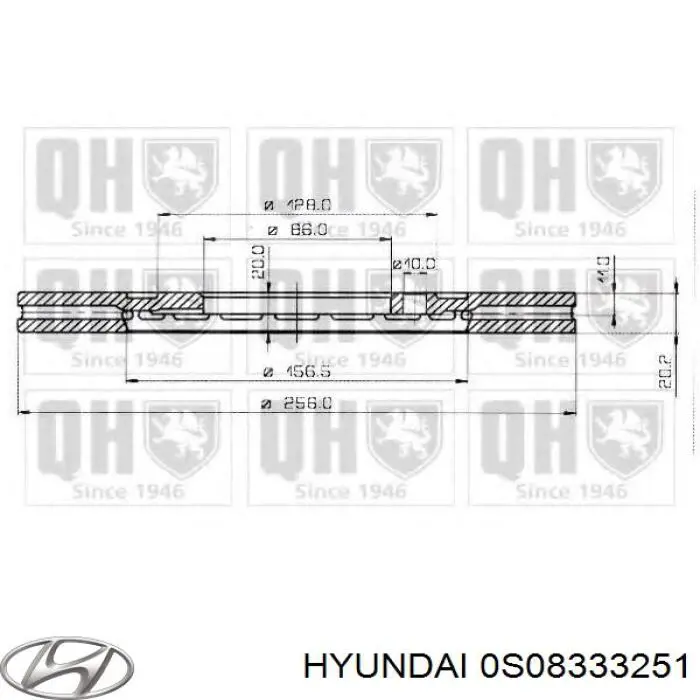 Tarcza hamulcowa przednia 0S08333251 Hyundai/Kia