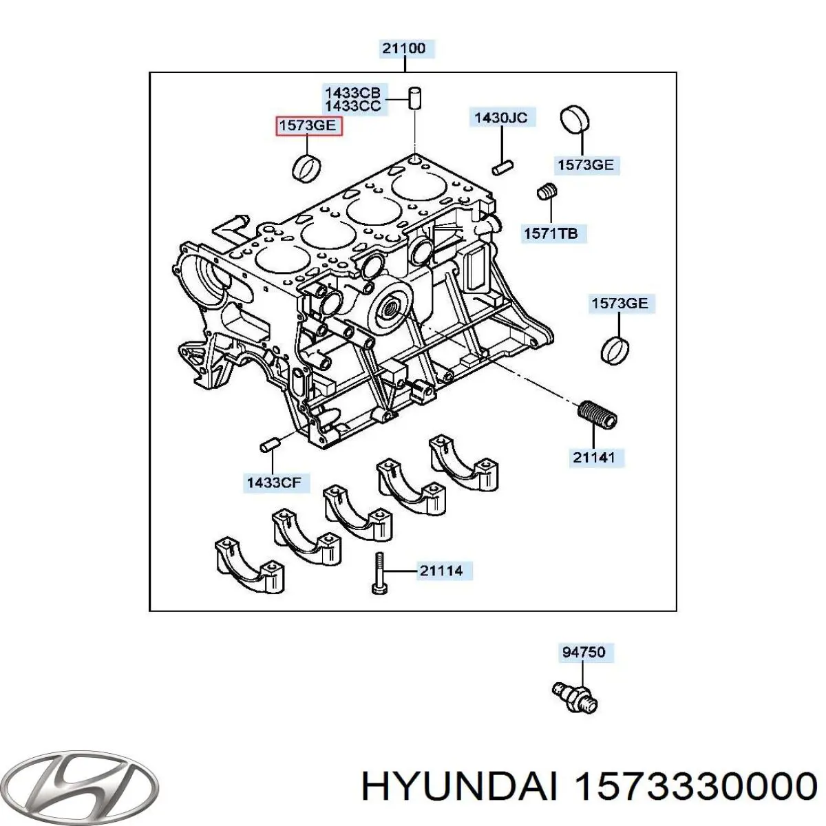 1573330000 Hyundai/Kia zaślepka głowicy cylindrów/bloku cylindrów