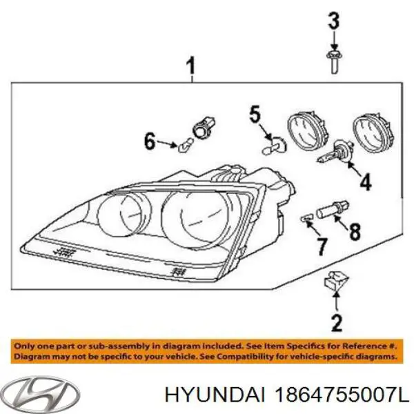 Do koszyka 1864755007L Hyundai/Kia Żarówka halogenowa