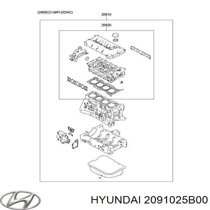 Zestaw uszczelek silnika pełny Hyundai/Kia 2091025B00 cena, od 88,58 USD