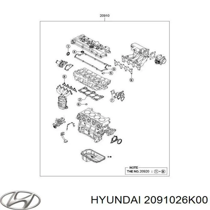 Zestaw uszczelek silnika pełny Hyundai/Kia 2091026K00 cena, od 66,10 USD