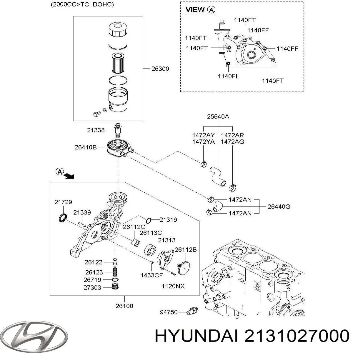 Pompa oleju Hyundai Trajet minivan (FO) (2000 - 2010) cena, od 220,81 USD