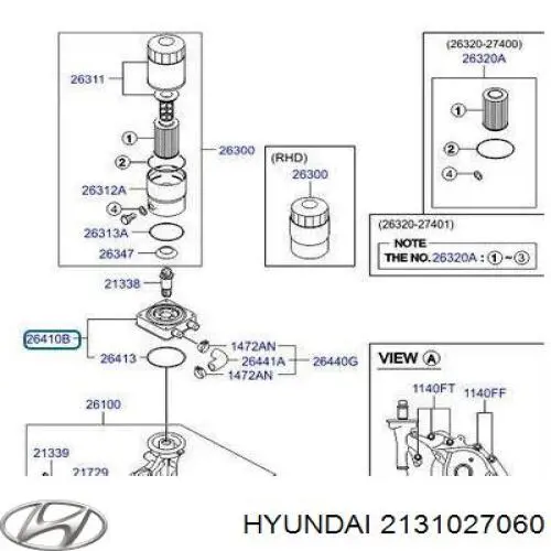 Do koszyka 2131027060 Hyundai/Kia Pompa oleju