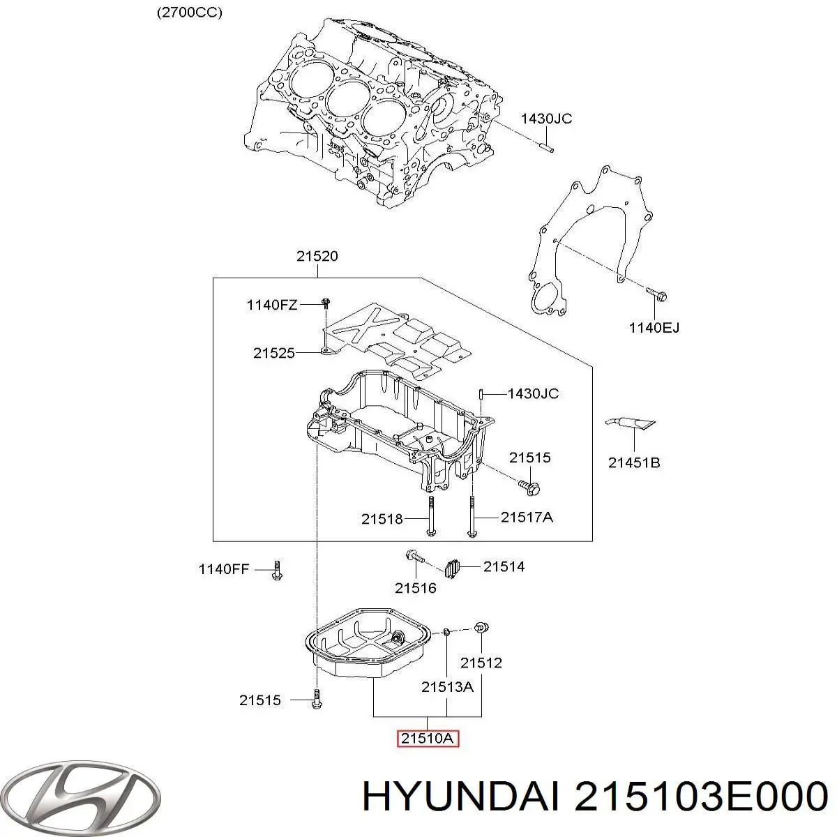 Miska olejowa silnika Hyundai/Kia 215103E000