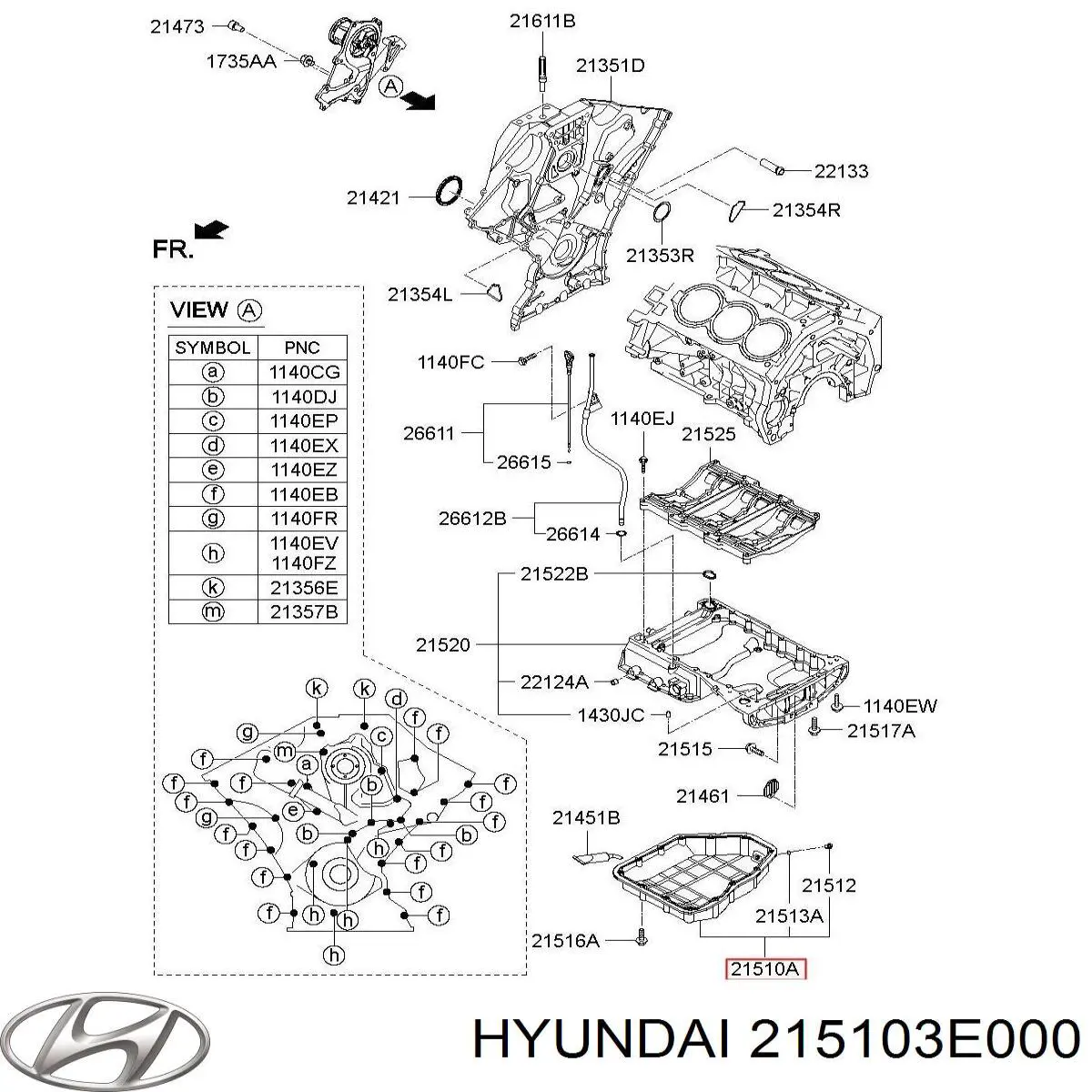 215103E000 Hyundai/Kia Miska olejowa silnika