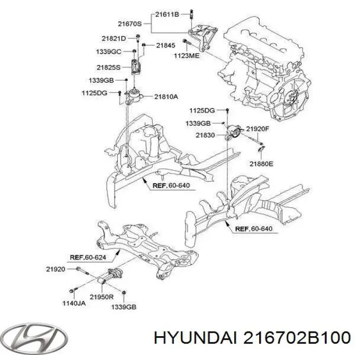 Wspornik prawej poduszki (podpory) silnika Hyundai/Kia 216702B100 cena, od 68,80 USD