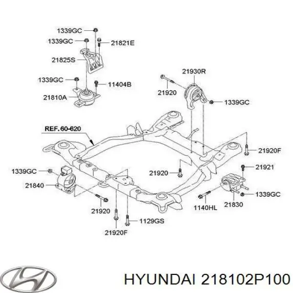 Poduszka (podpora) silnika prawa Hyundai/Kia 218102P100 cena, od 69,05 USD