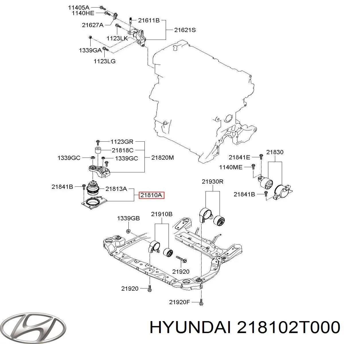 Poduszka (podpora) silnika prawa Hyundai/Kia 218102T000 cena, od 69,74 USD
